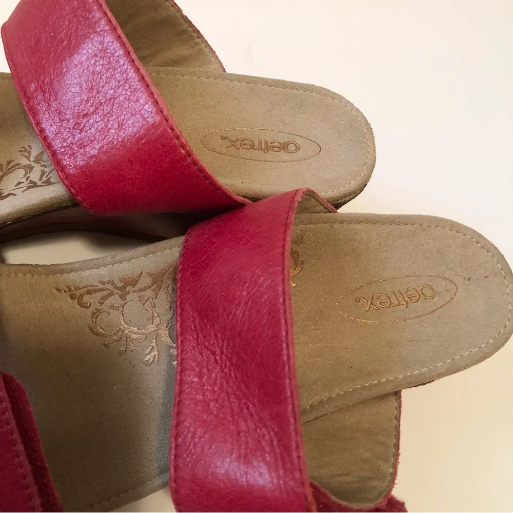 Aetrex Marilyn Leather Wedge Sandals 42 10.5 11
